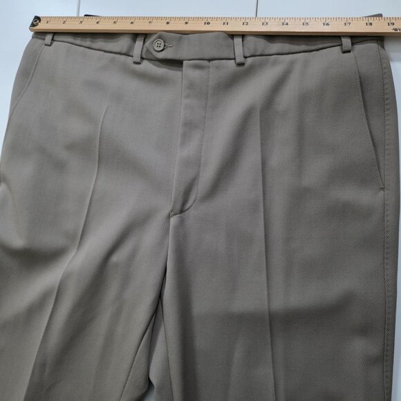 Marks Spencer Pants Mens 38 x 31 Beige Zip Wool Blend Pockets Classic Trousers - Picture 5 of 16